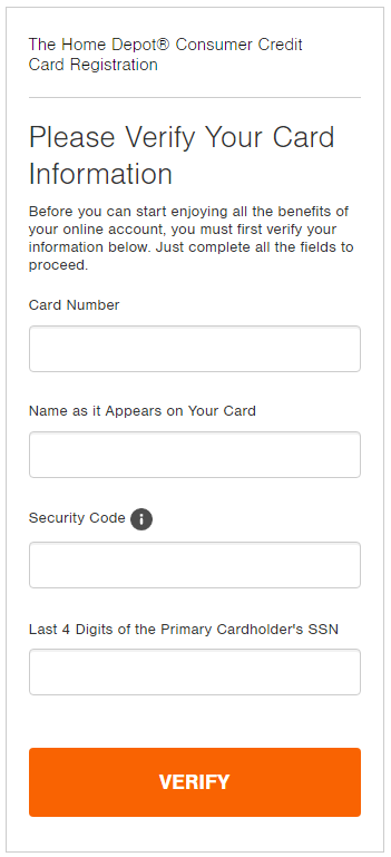 Homedepot Credit Card Registration