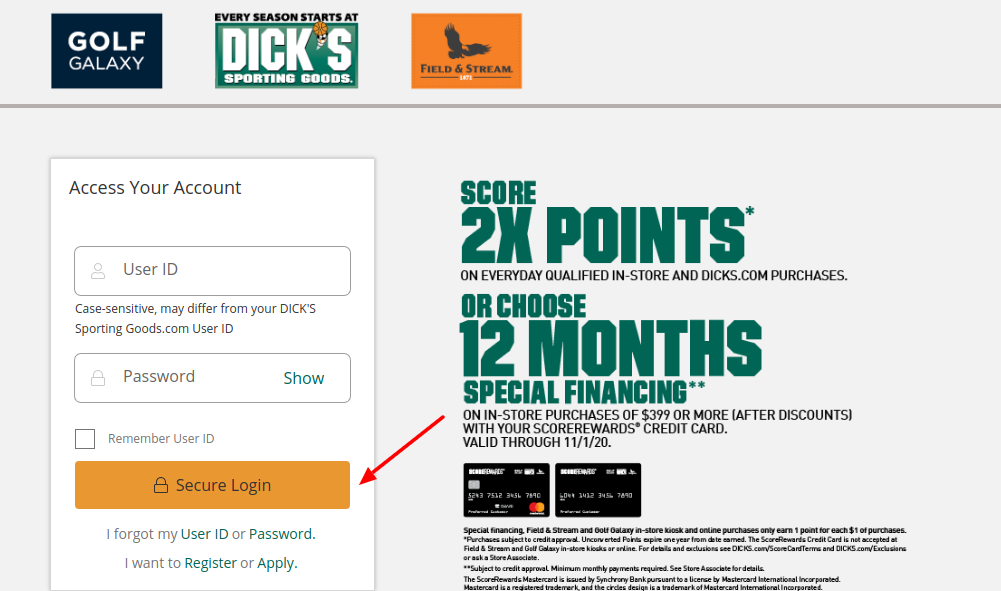 ScoreRewards Credit Card Login