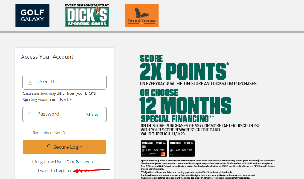 ScoreRewards Credit Card Register