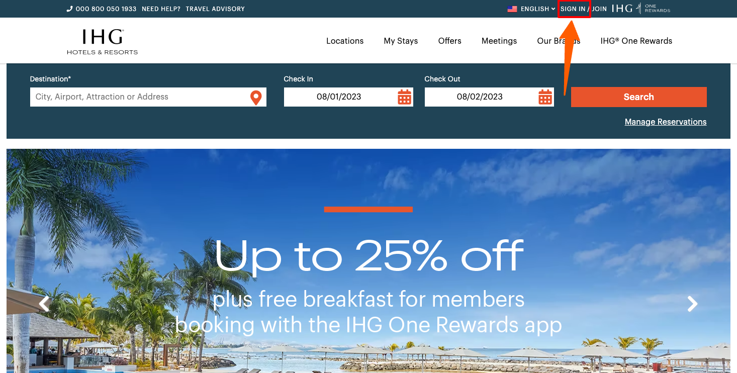 ihg rewards card login